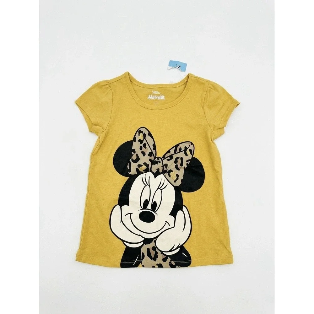 Disney Junior Minnie Mouse Girls Size 6 Yellow Leopard Print 2-Piece Pants Set